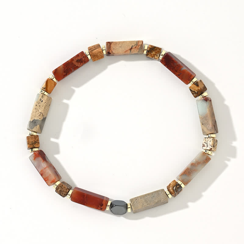 Olivenorma Natural Long Strip Agalmatolite Beads Bracelet