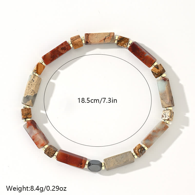 Olivenorma Natural Long Strip Agalmatolite Beads Bracelet