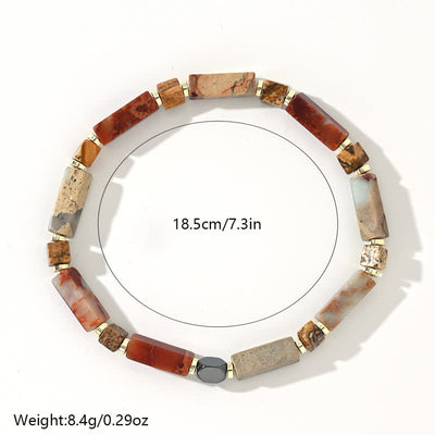 Olivenorma Natural Long Strip Agalmatolite Beads Bracelet