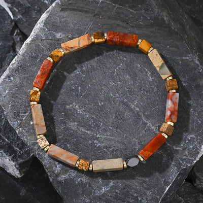 Olivenorma Natural Long Strip Agalmatolite Beads Bracelet