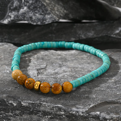 Olivenorma Natural Amazonite Picture Jasper Beads 2-piece Bracelet