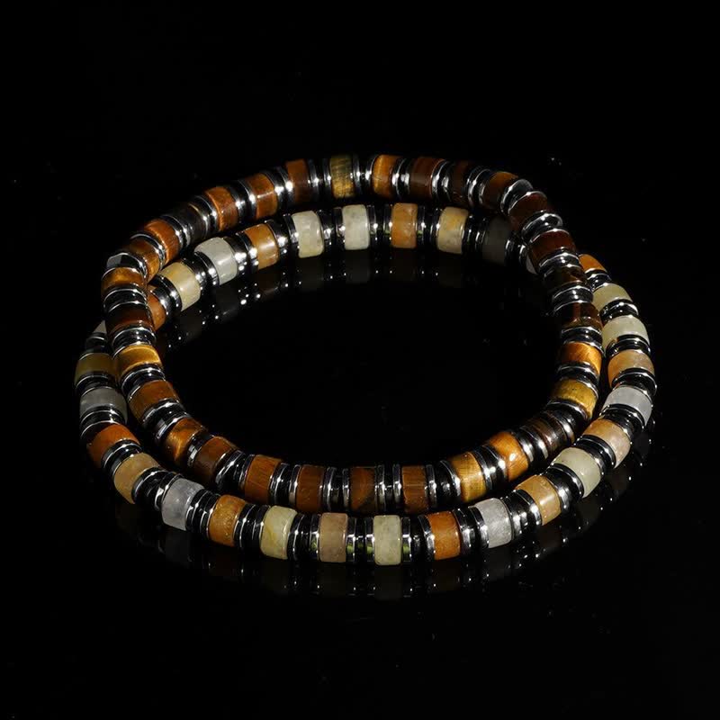 Olivenorma Hematite Tiger Eye Sun Stone Beads Bracelet Set