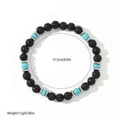 Olivenorma Natural Hematite Lava Stone Turquoise Beads Bracelet