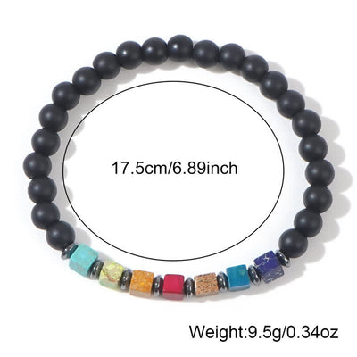 Olivenorma Small Square Chakra Black Onyx Beads Bracelet