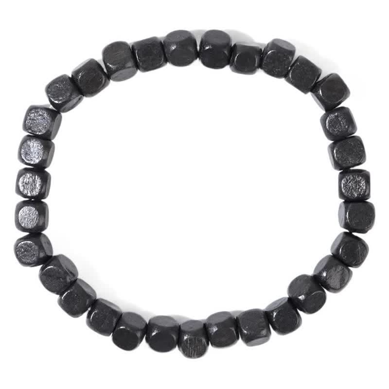 Olivenorma Black Wooden Cube Beads Men Bracelet