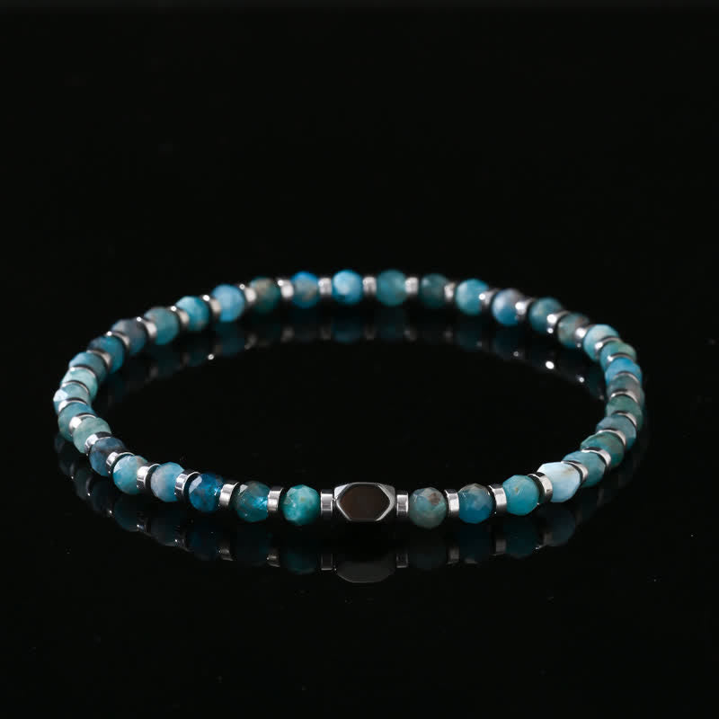 Olivenorma Natural Hematite Blue Apatite Beads Bracelet