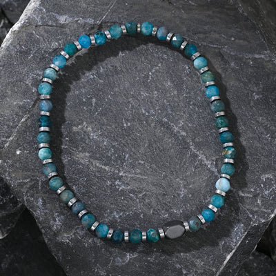 Olivenorma Natural Hematite Blue Apatite Beads Bracelet