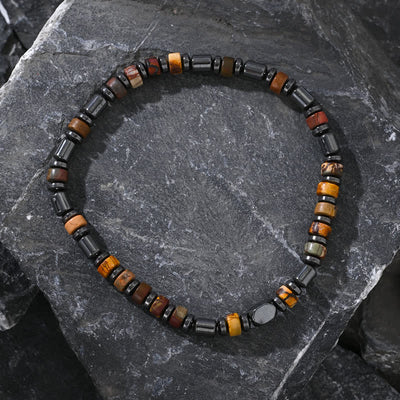 Olivenorma Natural Hematite Picture Jasper Roller Beads Bracelet