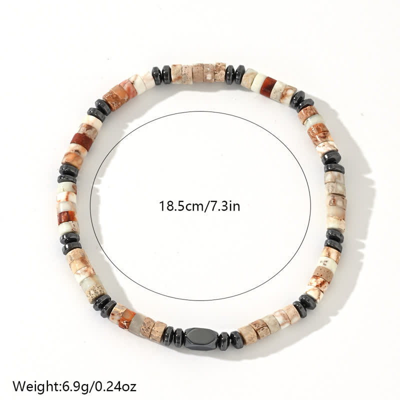 Olivenorma Natural Agalmatolite Hematite Beads Bracelet