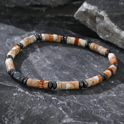 Olivenorma Natural Agalmatolite Hematite Beads Bracelet