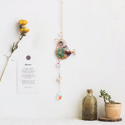 Olivenorma Chakra Gravel Copper Wire Bird Wind Chime