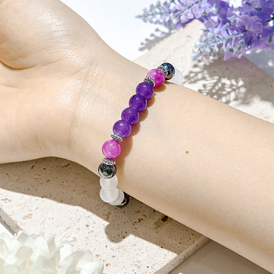 Olivenorma Massive Beads Amethyst Yoga Stretch Elastic Bracelet