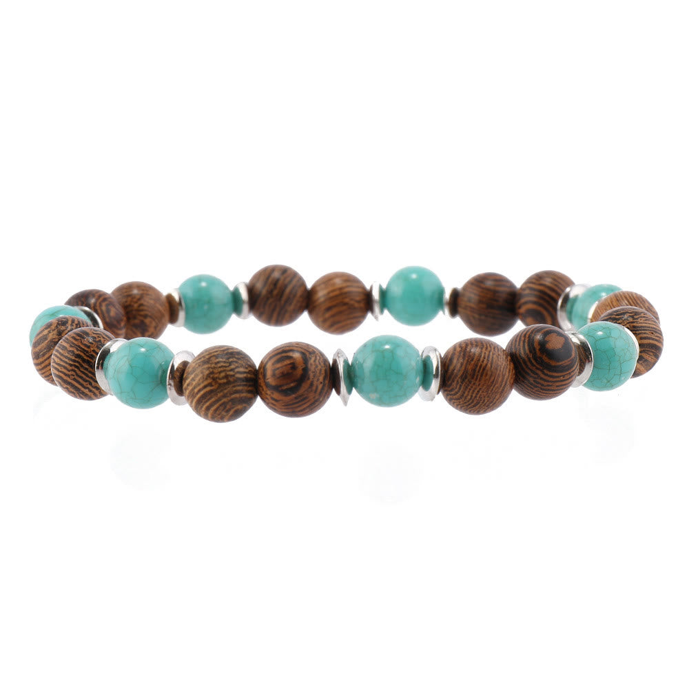 Olivenorma Multi-Layer Turkish Evil Eye Gemstone Leather Bracelet Set