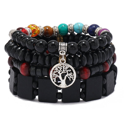 Olivenorma Tree of Peace 7 Chakra Gemstone 4Pcs Bracelets Set