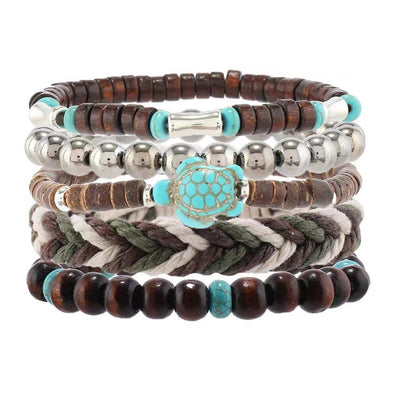 Olivenorma Turtle Turquoise Coconut Shell Wax Thread Braclets