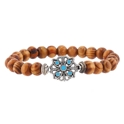 Olivenorma Bohemian Feather Charms Wooden Beads Stackable Bracelets