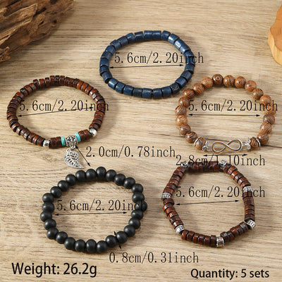 Olivenorma Bohemian Feather Charms Wooden Beads Stackable Bracelets