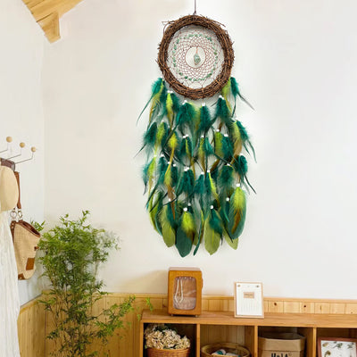 Olivenorma Wall Decoration Natural Rattan Gemstone Dream Catcher