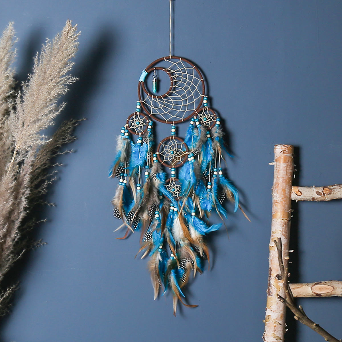 Olivenorma Boho Moon Dreamcatcher 5 Rings Turquoise Dream Catcher