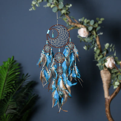 Olivenorma Boho Moon Dreamcatcher 5 Rings Turquoise Dream Catcher