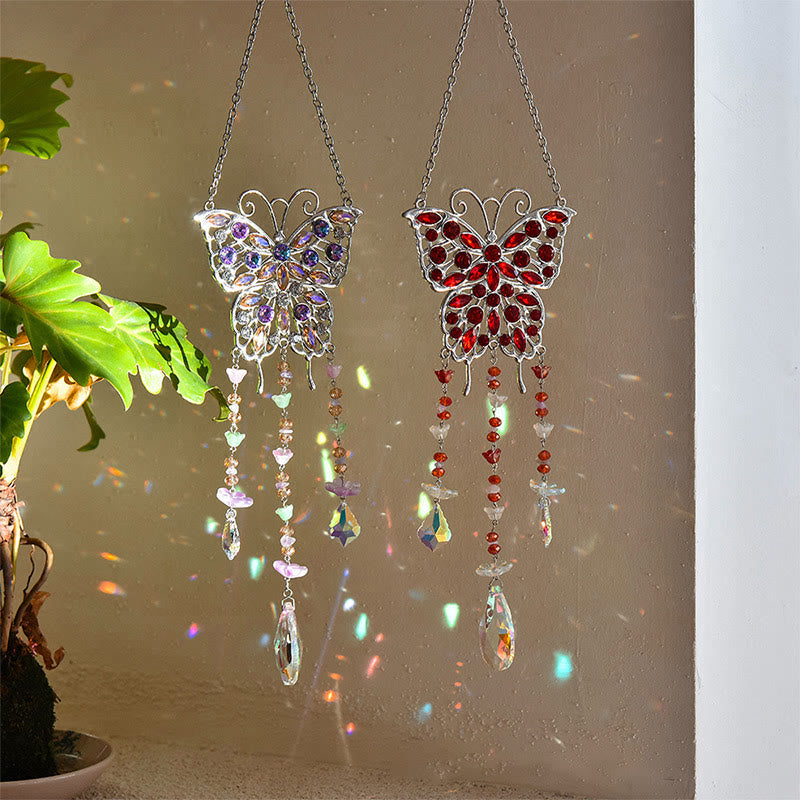 Olivenorma Butterfly Crystal Suncatcher Gemstone Wind Chime