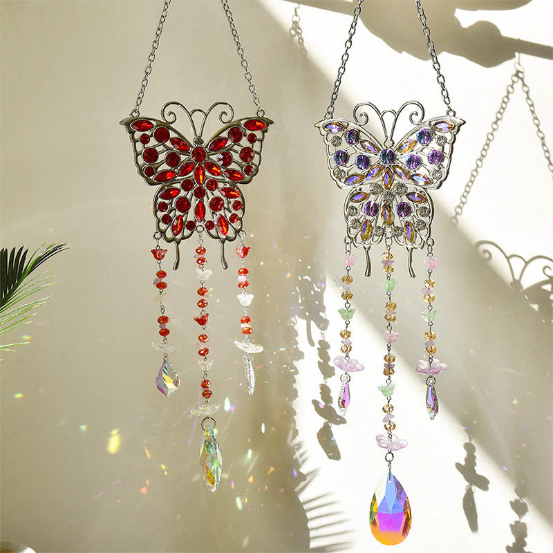 Olivenorma Butterfly Crystal Suncatcher Gemstone Wind Chime