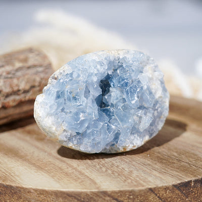 Olivenorma Natural Healing Crystal Raw Celestine Geode Rock