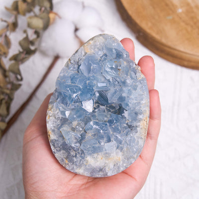 Olivenorma Natural Healing Crystal Raw Celestine Geode Rock