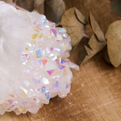 Olivenorma Natural Angel Aura Quartz Geode Gemstone Crystal Cluster