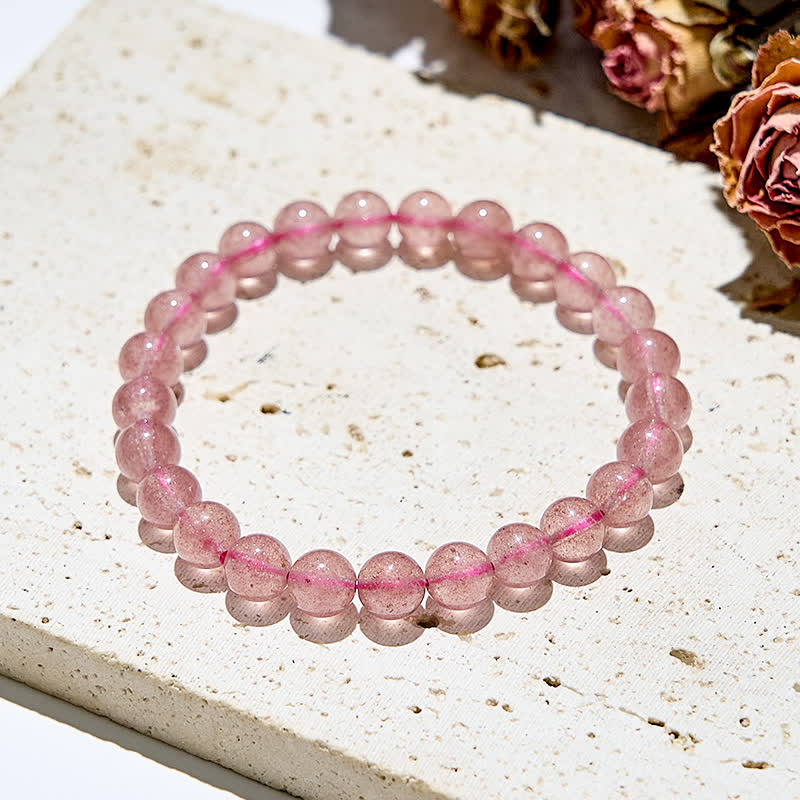 Olivenorma 6-10mm Natural Strawberry Quartz Beads Bracelet