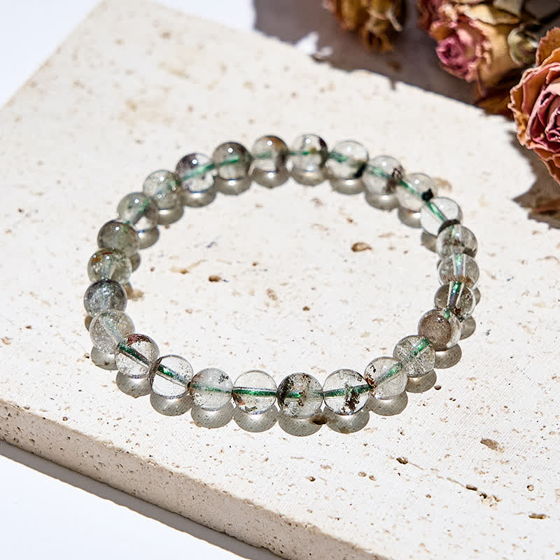 Olivenorma Natural Green Phantom Quartz Beads Bracelet