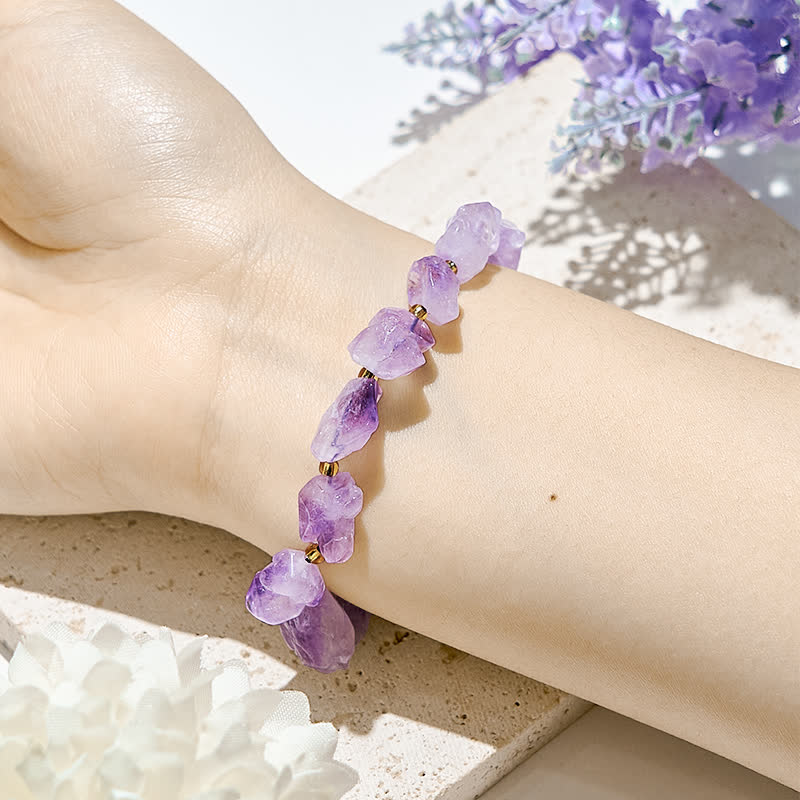 Olivenorma Natural Irregular Amethyst Beads Bracelet