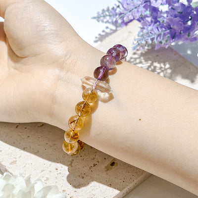 Olivenorma 9mm Natural Amethyst Citrine Beads Bracelet