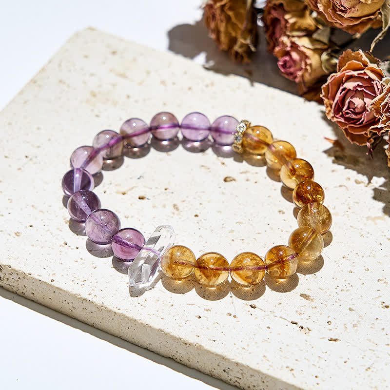 Olivenorma 9mm Natural Amethyst Citrine Beads Bracelet