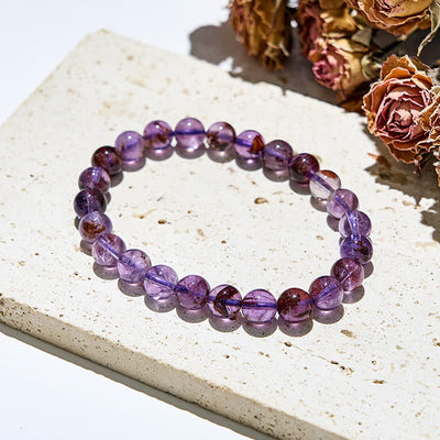 Olivenorma Natural Purple Phantom Quartz Beads Bracelet