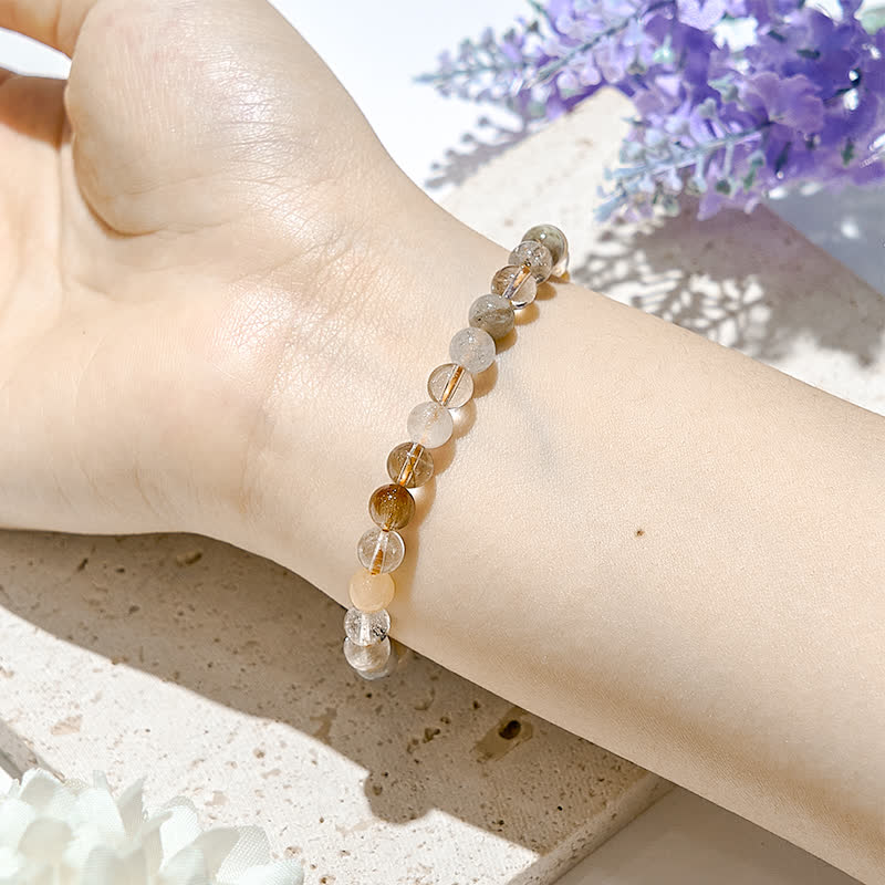 Olivenorma Natural Color Rutilated Quartz Beads Bracelet