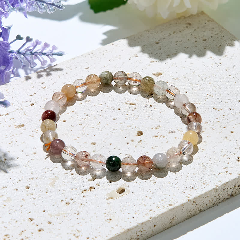 Olivenorma Natural Color Rutilated Quartz Beads Bracelet