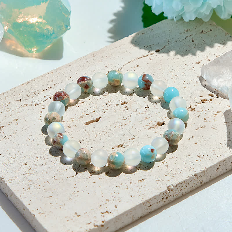 Olivenorma Natural Emperor Stone Moonstone Beads Bracelet