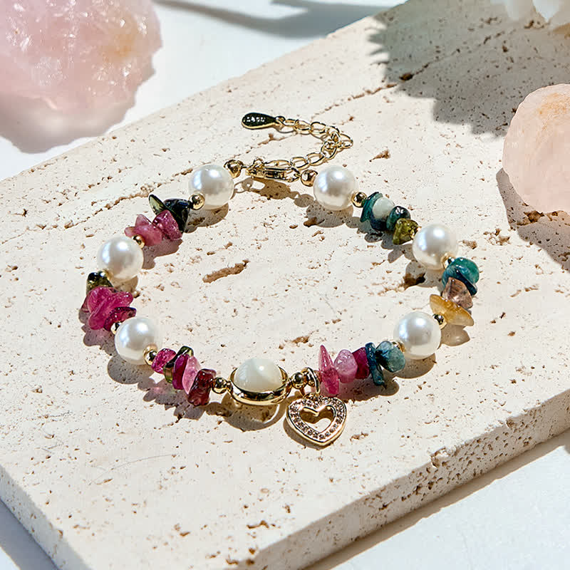 Olivenorma Natural Tourmaline Pearl Beads Bracelet