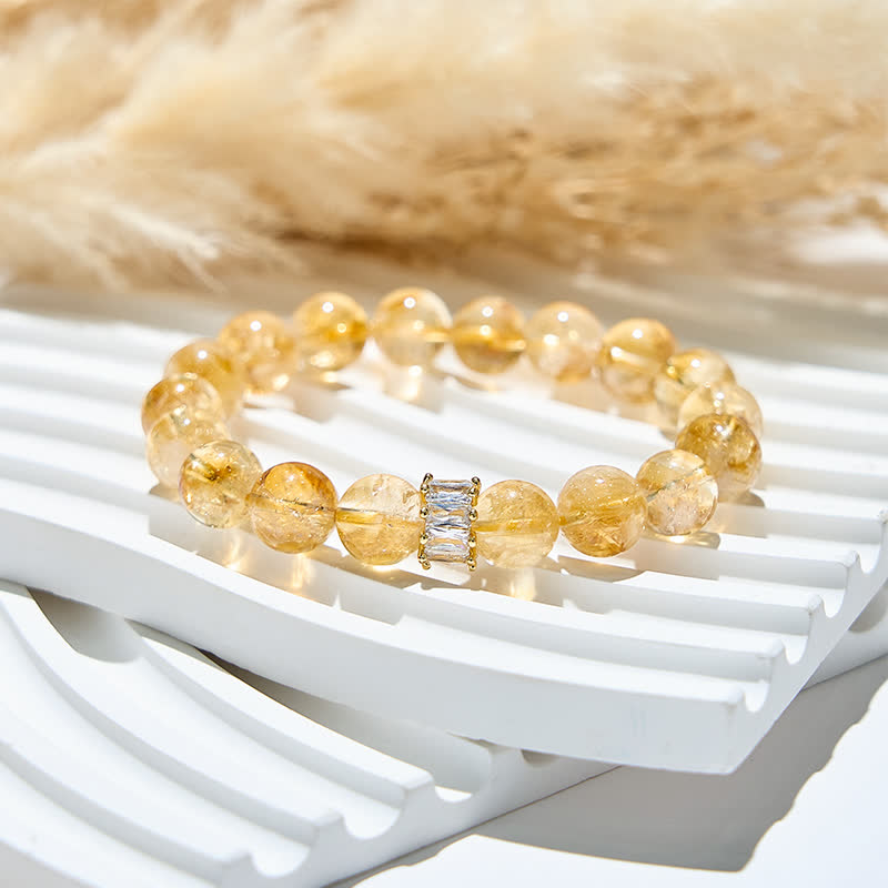 Olivenorma Natural Citrine White Zircon Beads Bracelet