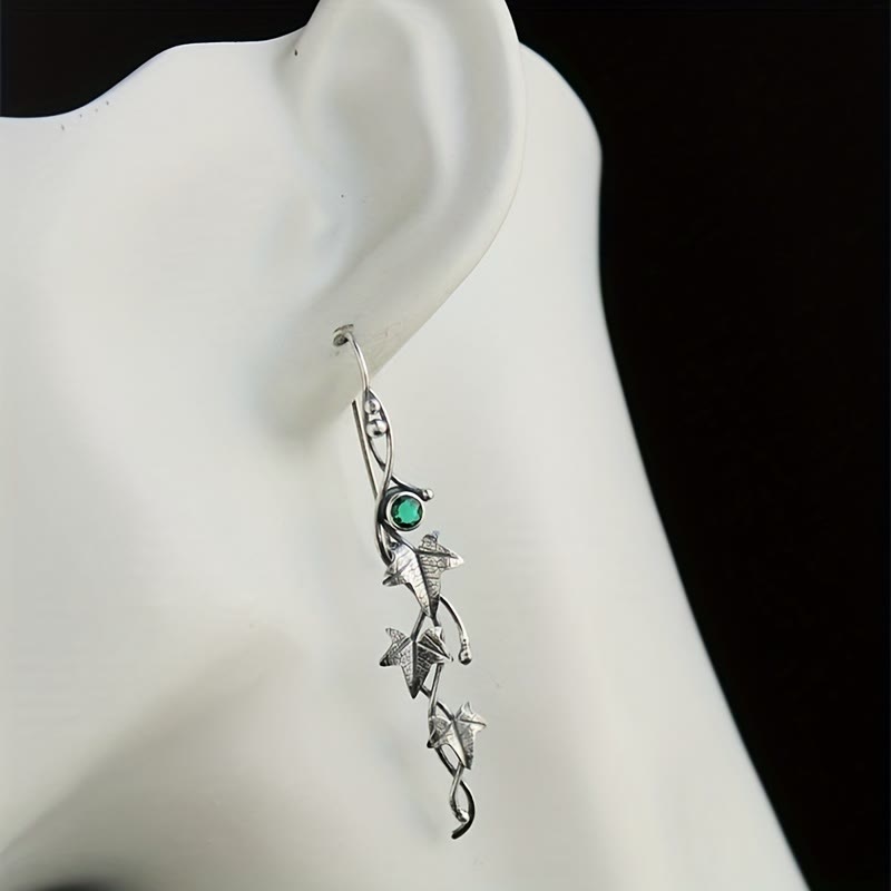 Olivenorma Genuine Gemstone Inlaid Vine Shaped Earrings