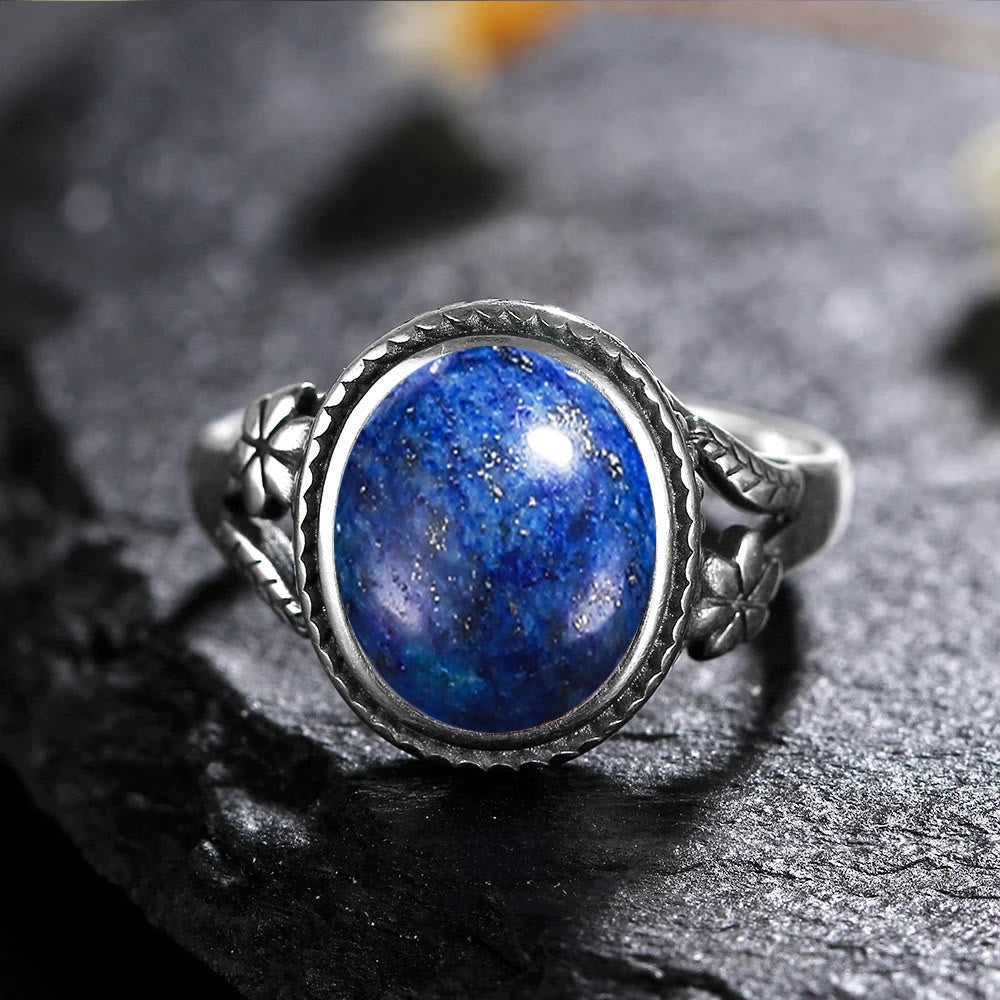 Olivenorma Egraved Natural Gemstone Inlaid S925 Silver Ring