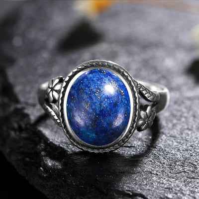 Olivenorma Egraved Natural Gemstone Inlaid S925 Silver Ring