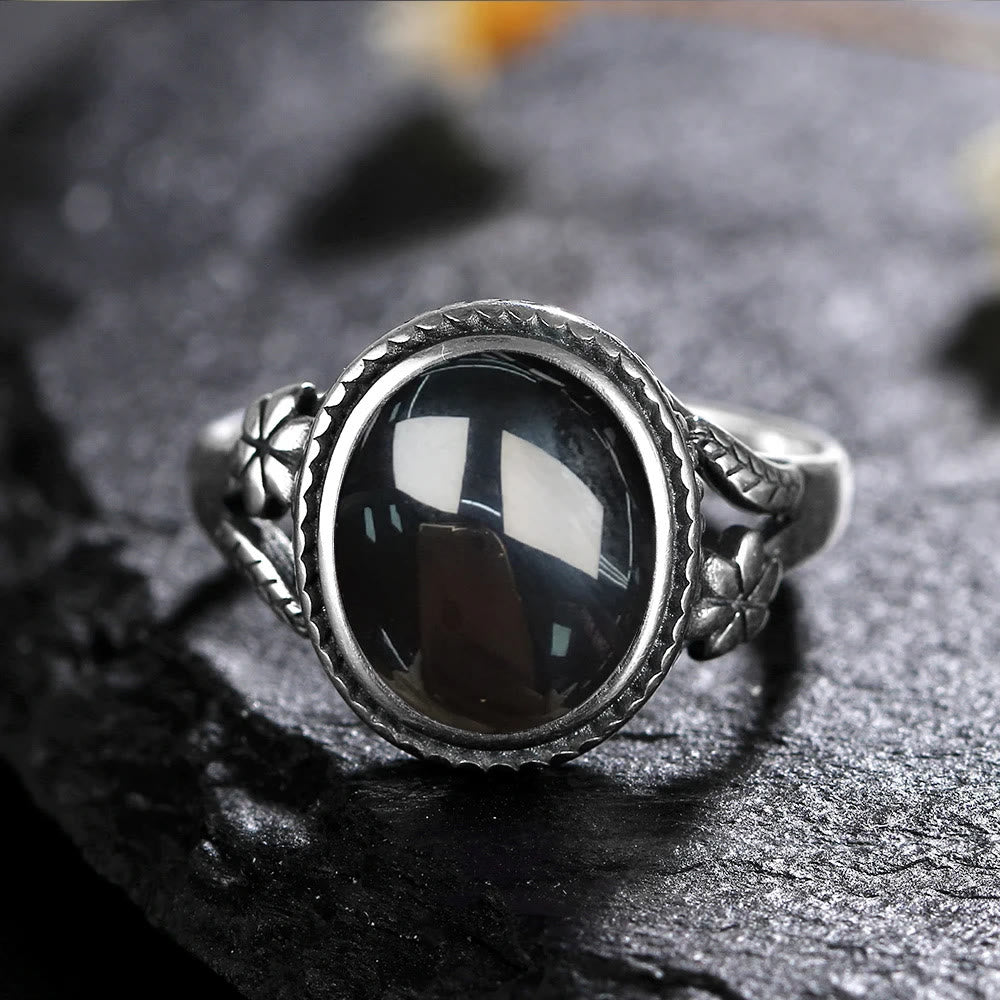 Olivenorma Egraved Natural Gemstone Inlaid S925 Silver Ring