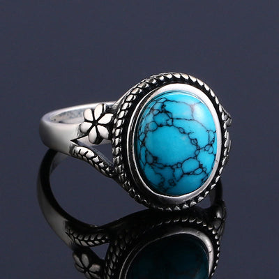 Olivenorma Egraved Natural Gemstone Inlaid S925 Silver Ring