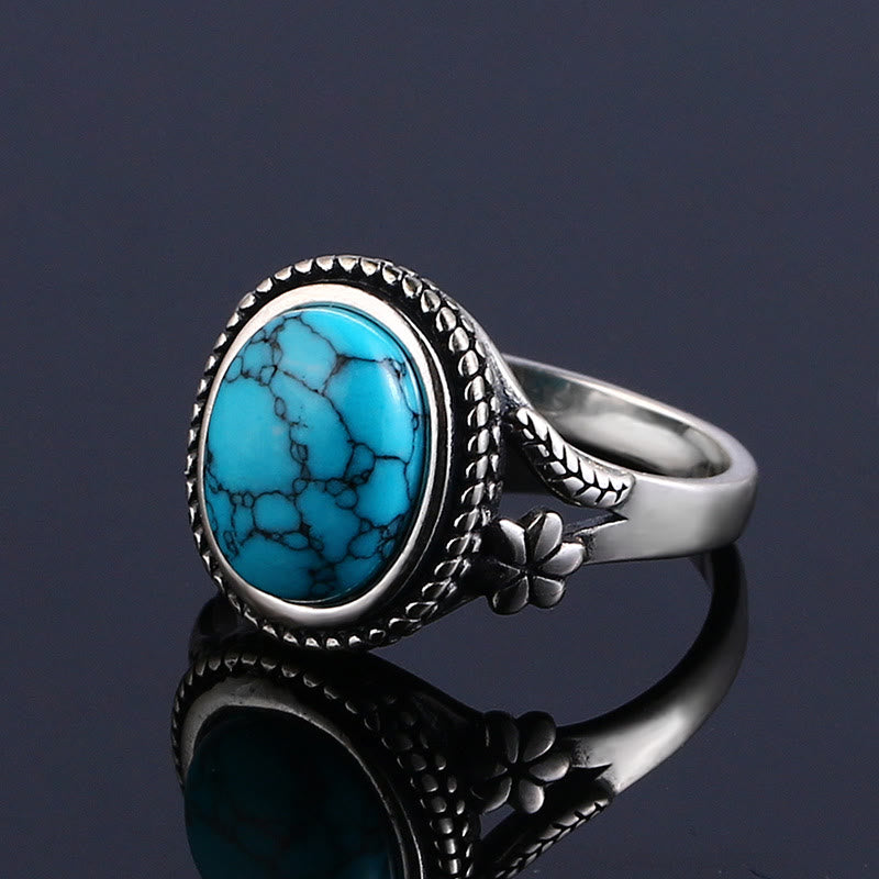 Olivenorma Egraved Natural Gemstone Inlaid S925 Silver Ring