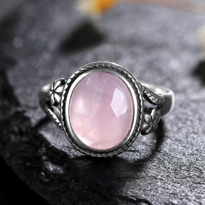 Olivenorma Egraved Natural Gemstone Inlaid S925 Silver Ring