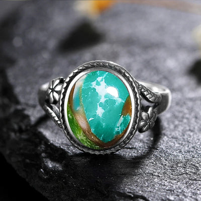 Olivenorma Egraved Natural Gemstone Inlaid S925 Silver Ring