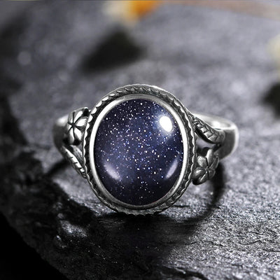 Olivenorma Egraved Natural Gemstone Inlaid S925 Silver Ring