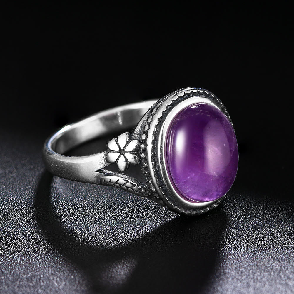 Olivenorma Egraved Natural Gemstone Inlaid S925 Silver Ring